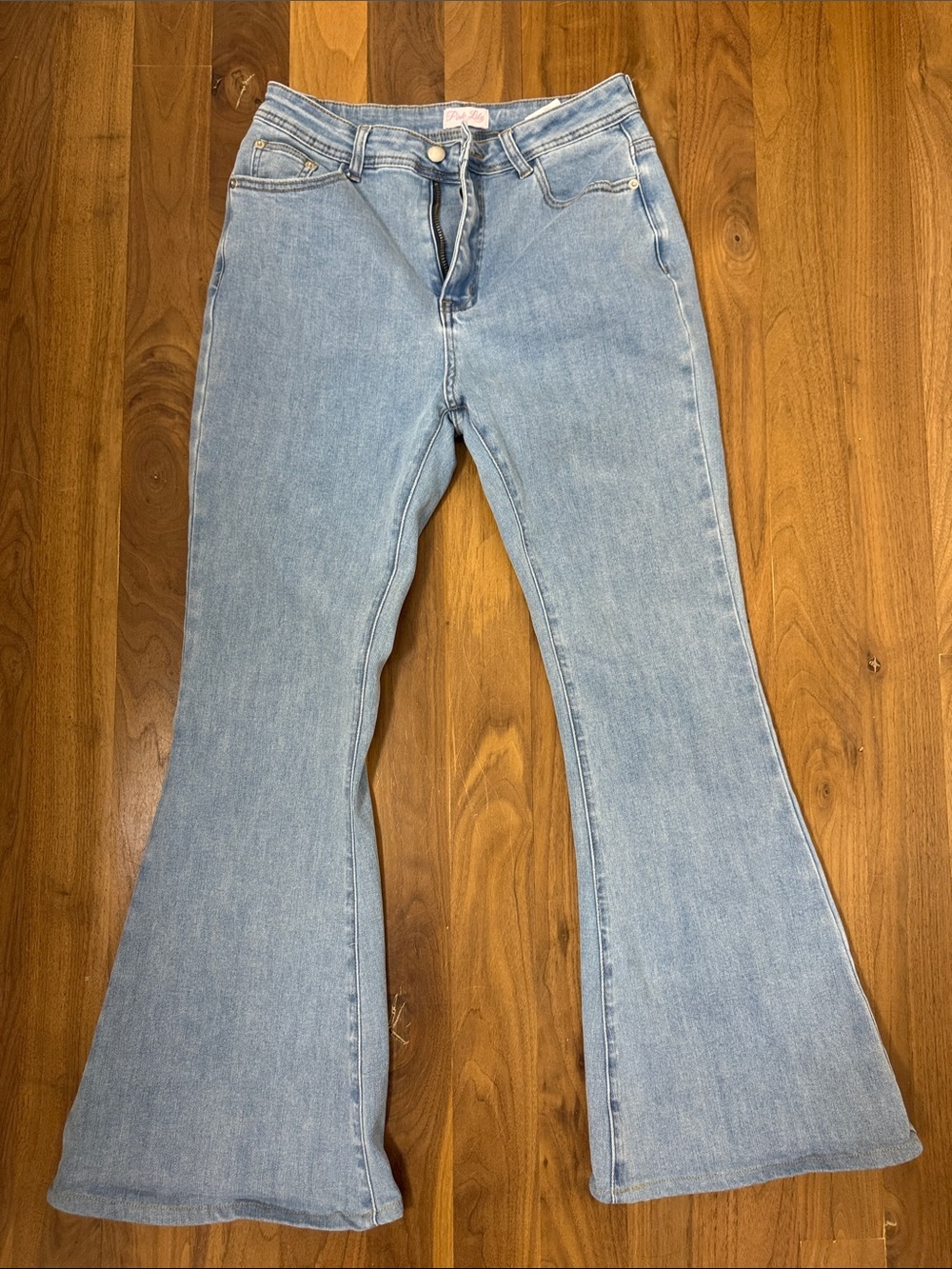 Pink Lily Light Blue High-Rise Flare Jeans